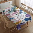 thumbnail image 2 of Watercolor Feather and Dreamcatcher Pattern Rectangle Tablecloth 60"x84",Waterproof Polyester Rectangle Table Cloth, Wipeable Spillproof Polyester Tablecloth for Dining, Camping, Indoor and Outdoor, 2 of 5