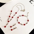 thumbnail image 1 of enjoywould 1 Ensemble Collier Rose Femme Style Français Rétro Élégant Chaîne Dorée Cadeau Féerique Bracelet Fleur Rouge Réglable Kit d'Accessoires de Bijoux, 1 of 5