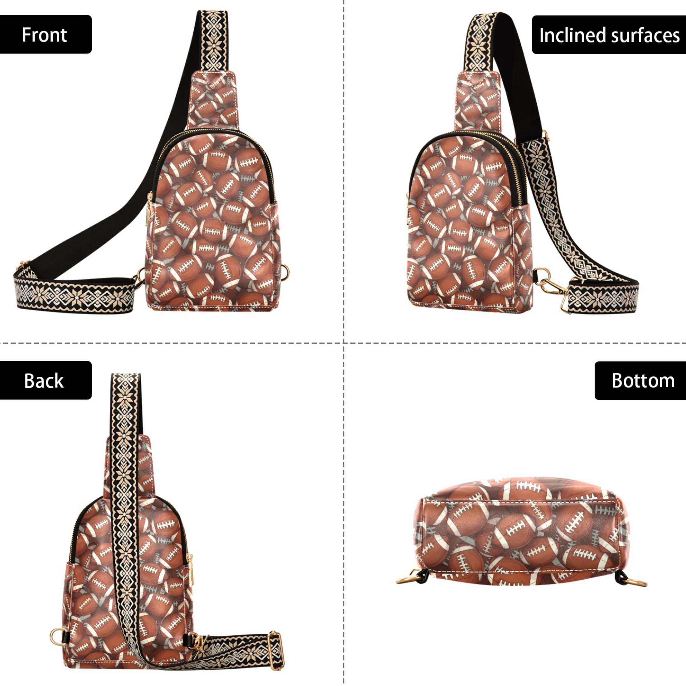 ALAZA Football Rugby Ball Sling Bag for Women Men Waterproof Crossbody Chest Bags