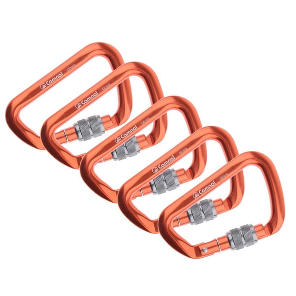 5pcs 28KN Screwgate Mosquetón De Bloqueo Escalada En Roca Espeleología Hamaca Gancho Clip naranja