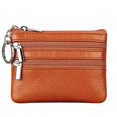 thumbnail image 1 of Women's Genuine Leather Coin Purse Mini Pouch Change Wallet with Keychain,Brown, 1 of 6