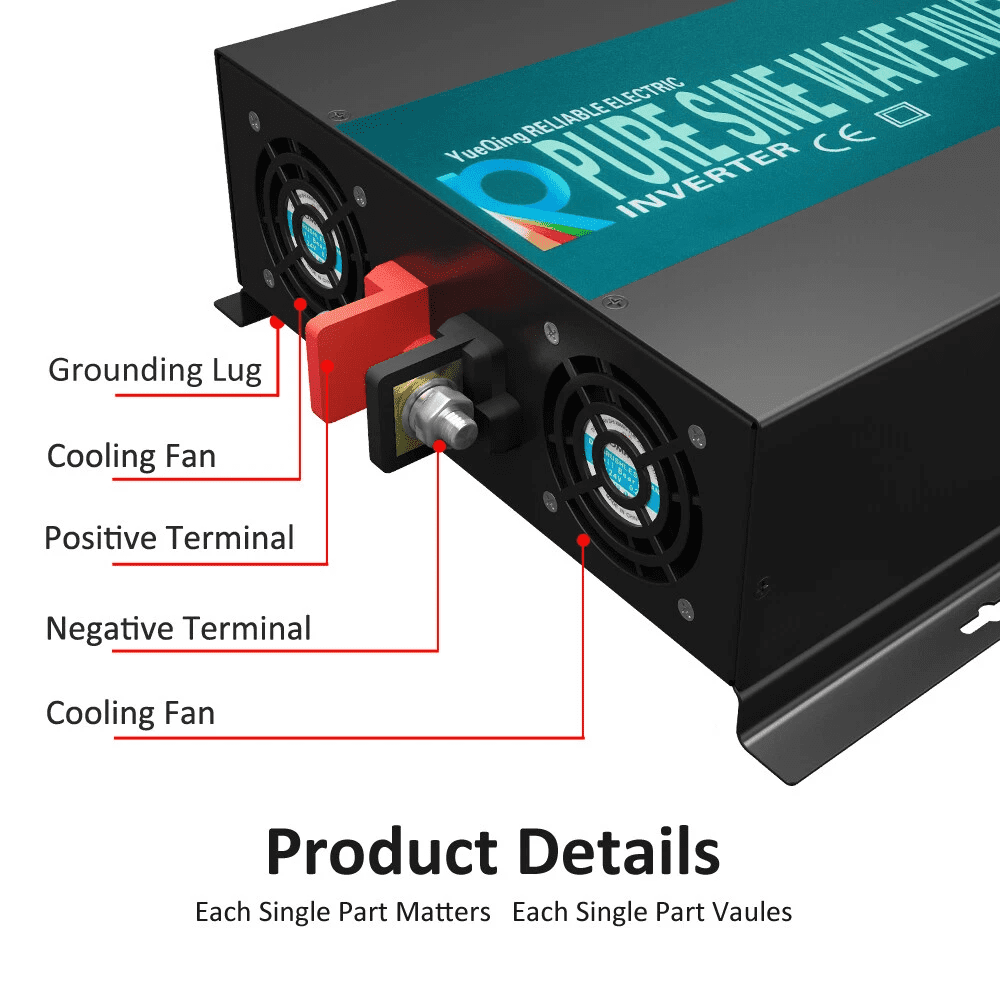 WZRELB 3000watt Pure Sine Wave Inverter 36V DC to 120V AC 60HZ with LED Display Wireless Remote Controller Car Inverter Generator (RBP300036VCRT)