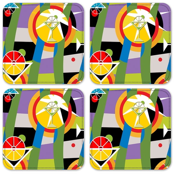 Vinyl Drink Coasters - Set of 4 - Modern Martini