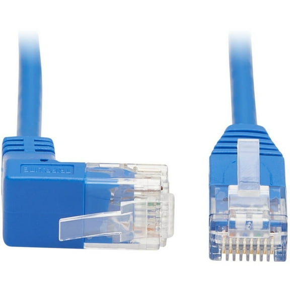 Eaton Tripp Lite Series Up-Angle Cat6 Gigabit Molded Slim UTP Ethernet Cable [RJ45 Right-Angle Up M to RJ45 M], Blue, 10 ft. [3.05 m] (n204-s10-bl-up)
