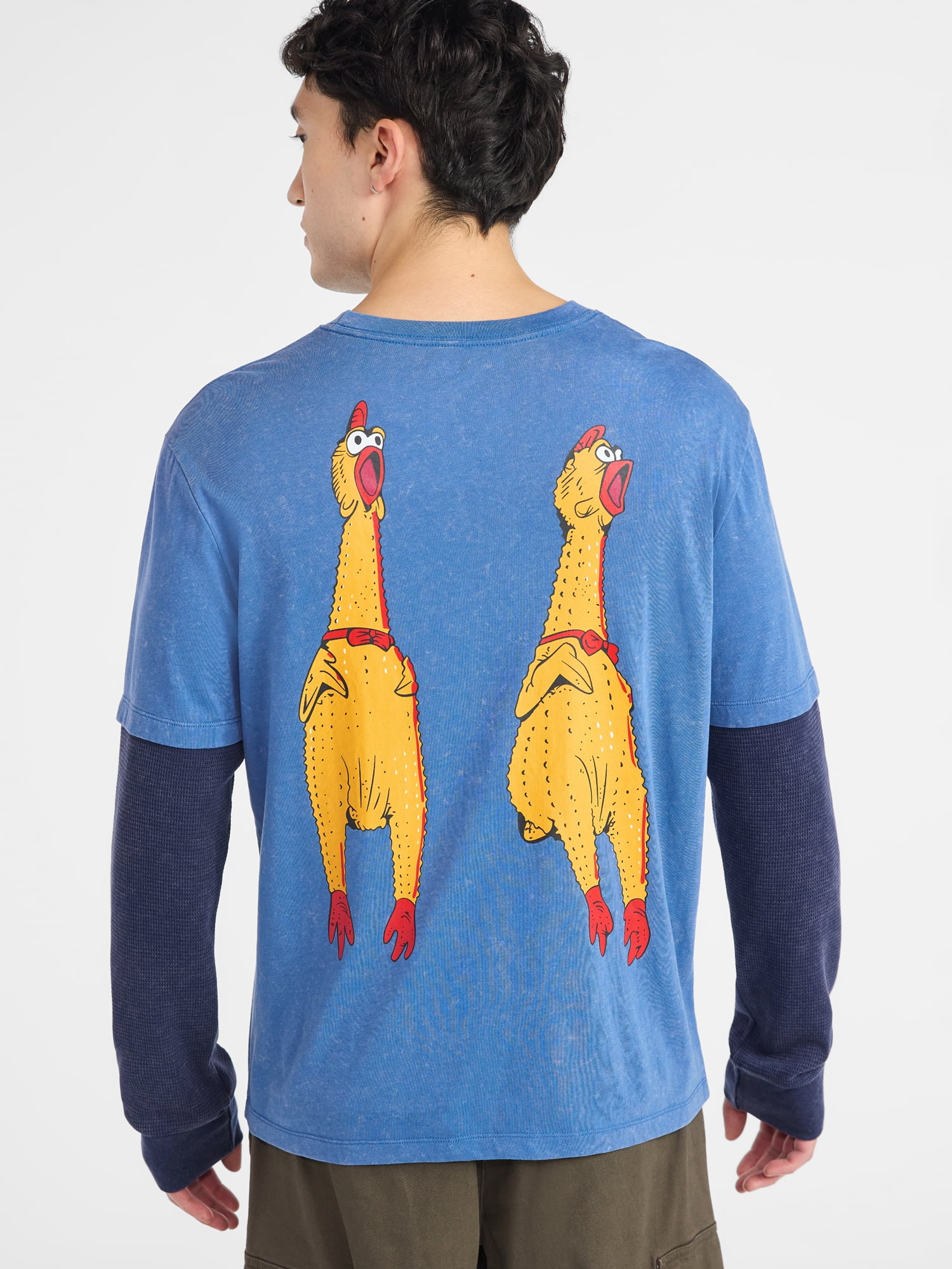 Netflix Stranger Things Mineral Wash Graphic T-Shirt with Long Sleeve Thermal Sleeves from No Boundaries, Men’s and Big Men’s