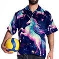 thumbnail image 4 of Starry Unicorn Men's Short Sleeve Poplin Button Down Shirts - Casual Printed Summer Beach Tops for Men, 4 of 6