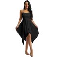thumbnail image 2 of inhzoy Robe de Danse Lyrique pour Femmes en Chiffon Bretelles Spaghetti Asymétrique Robe de Bal Noire TG, 2 of 8
