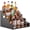 Black, variant on 4-Tier Tiered Liquor Bottle Display Shelf - 16-Inch Rustic Wood Liquor Rack & Coffee Syrup Organizer - Heavy-Duty Countertop Spice Rack with Guardrails & Handles for Bar, Kitchen, Office