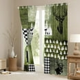 thumbnail image 3 of jejeloiu Jungle Animal Deer Curtains and Drapes,Happy Camping Black Out Curtains,Green Geometric Plaid Curtains Pack of 2 (52x63 Each) For Children,Microfiber Room Decorative, 3 of 6