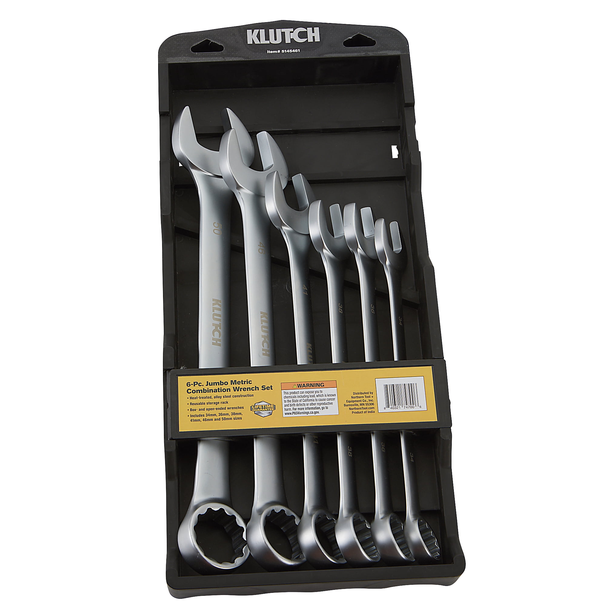 Klutch 6-Pc. Jumbo Metric Combination Wrench Set, Model# 31599A