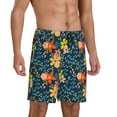 thumbnail image 2 of Naloa Blue Floral Men's Short Pajama Pants, Lounge Comfort Shorts with Elasticized Waistband and Side Pockets - Large, 2 of 9
