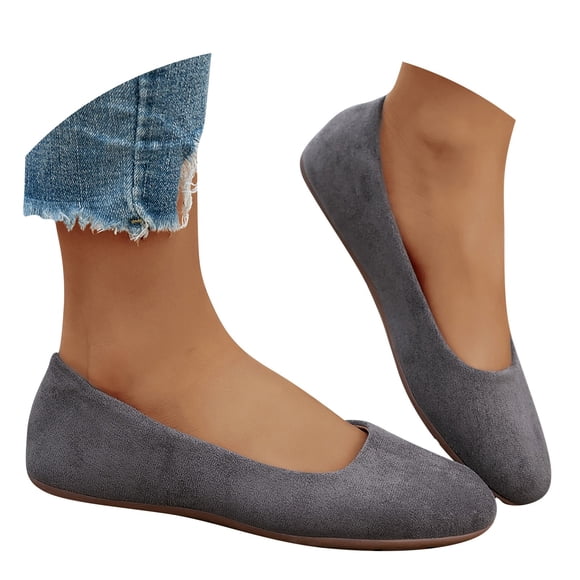 Casual Round Toe Ballet Flats Slip on Loafers Wide Feet Friendly Soft Upper Flexible Flat Sole Comfortable Walking Shoes for Women Daily Travel Spring Summer