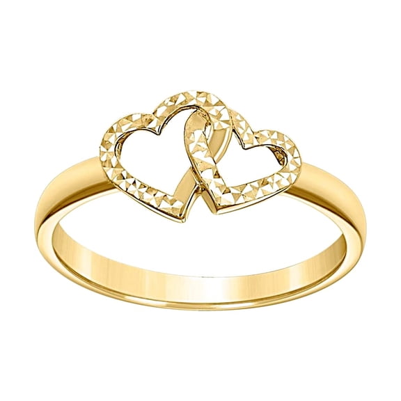 14k Yellow Gold Womens Interlock Love Hearts Ring 7.9x2mm Wide Statement Ring for Women - 1.4 Grams