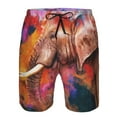 thumbnail image 4 of Kll Oil Paintings Of Elephants Men'S Casual Summer Beach Shorts Hawaiian Shorts With Pockets-Medium, 4 of 9