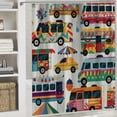 thumbnail image 6 of Shiartex Truck Shower Curtain, Ice Cream Doughnut Burgers Pizza Sushi Hotdog Colorful Food Truck Illustration, Cloth Fabric Bathroom Decor Set with Hooks 69x72, 6 of 7