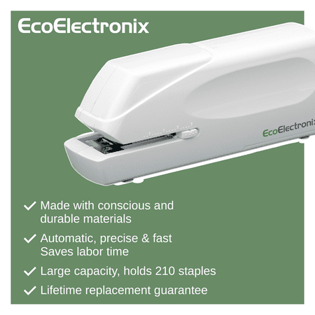 EcoElectronix EX-25 Automatic Electric Stapler, White