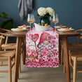 thumbnail image 2 of Valentine's Day Table Runner - 60 Inch Long, Kitchen Dining Table Runner Dresser Scarves, Pink Love Gnomes Roses Ombre Romantic Farmhouse Decor for Coffee Tables Wedding Party Banquet, 2 of 8