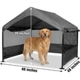 thumbnail image 6 of Dog Tent House Outdoor Shade 4'x4'x3' Shelter for Large Medium Pets,Outside Sun Rain Waterproof Canopy with Three-Sided Breathable Mesh Windows,Livestock House with Ground Nails,Dark Gray, 6 of 6