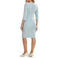 thumbnail image 3 of INSPIRE CHIC Women's Plaid Dress Square Neck 3/4 Sleeve Bodycon Midi Work Dress L Blue, 3 of 6