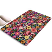 Pioneer Flower Floral Print Flannel Non Slip Door Rugs,Washable Door Mats Indoor,Decorative Door Mats,Dirt-Resistant and Absorbent Doormat for Entrance,Bedroom,Kitchen,Bathroom,23.5"x16"