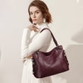 thumbnail image 4 of KALUNMA Genuine Leather Hobo Bag for Women Large Tote Shoulder Handbag Satchel for Laptop Work Ladies, 4 of 8