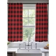 thumbnail image 2 of Black Red Sheer Curtains 63 inches Long 2 Panels Set Buffalo Plaid Checked Tiers Sheers Rod Pocket Small Window Short Curtains for Kitchen Cafe, Each 52" W x 63" L, 2 of 7