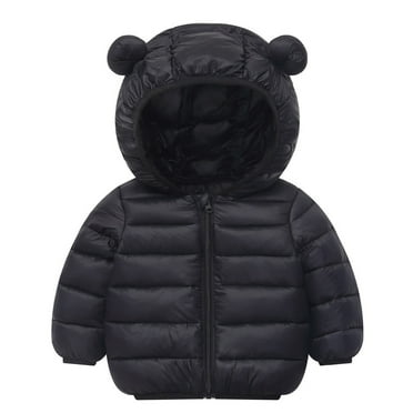 MIASHUI Manteaux d'Hiver pour Enfants, Garçons et Filles Tout-Petits, Chauds, à Fermeture Éclair, Manches Longues, Manteau à Capuche, Noir, 3-4 Ans