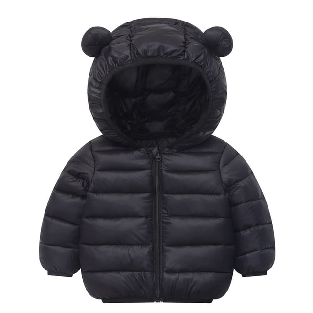 MIASHUI Manteaux d'Hiver pour Enfants, Garçons et Filles Tout-Petits, Chauds, à Fermeture Éclair, Manches Longues, Manteau à Capuche, Noir, 5-6 Ans