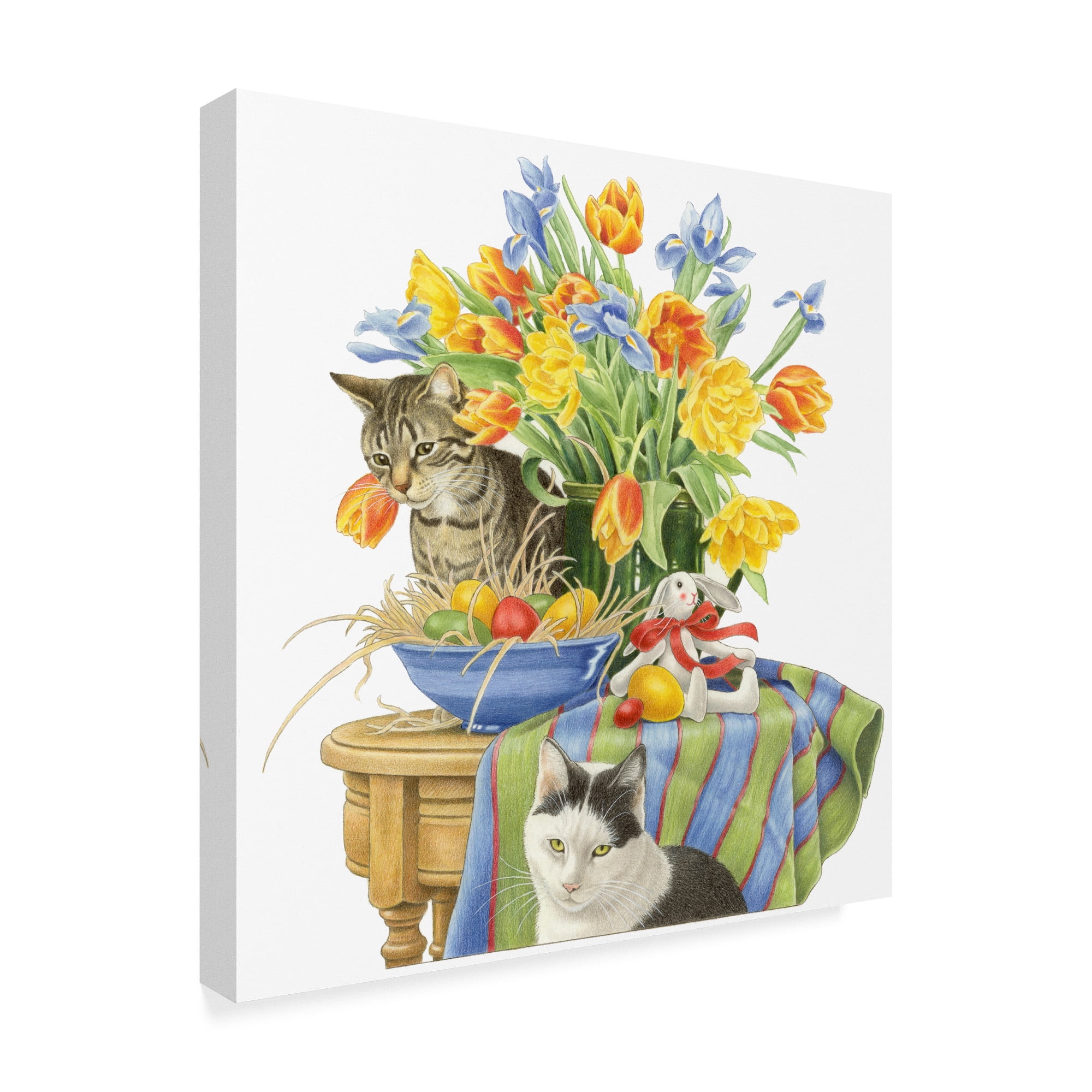 Trademark Fine Art 'Cats In The Flowers' Canvas Art by Francien Van Westering