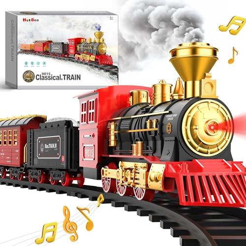 Train Set - Train Toys for Boys with Smokes,Lights and Sound,Toy Train Set for Under Christmas Tree,Toddler Model Trains for 3 4 5 6 7 8  Years Old Kids Christmas Toys Gifts