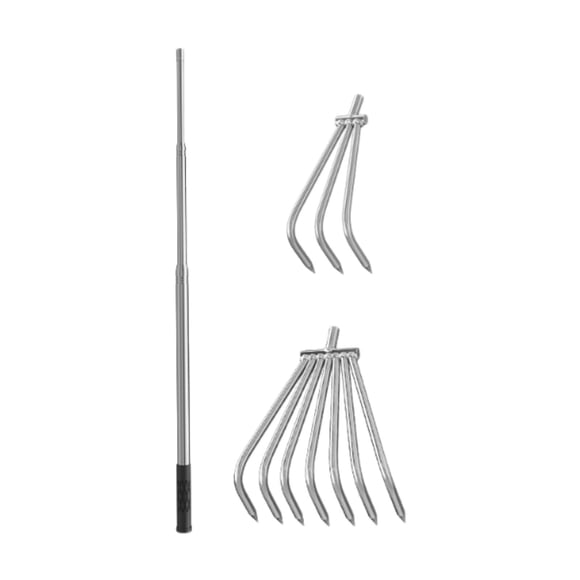 Terraxo Garden Thatch Leaf Rake Telescopic Mushroom Picking Tool Ergonomic Design for Yard Cleanup Multipurpose Landscape Leaves Rake 3 and 7 Tooth