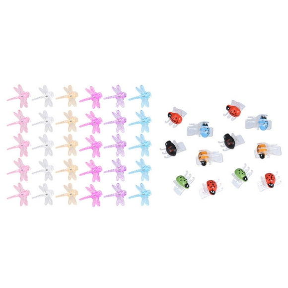 60pcs Orchid Clips Garden Vine Fixed Clips Garden Grafting Clip Creative Plastic Fixed Clips (30 Ladybird Clips 30 Dragonfly Clips)