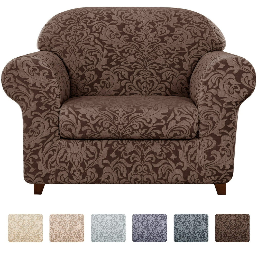 Subrtex 2piece Jacquard Damask Soft Stretchy Armchair Slipcover