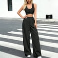 thumbnail image 5 of Travel Outfits for Women Summer Sleeveless Button Down Shirts and Wide Leg Pants Womens Sets 2 Piece Outfits, 5 of 7