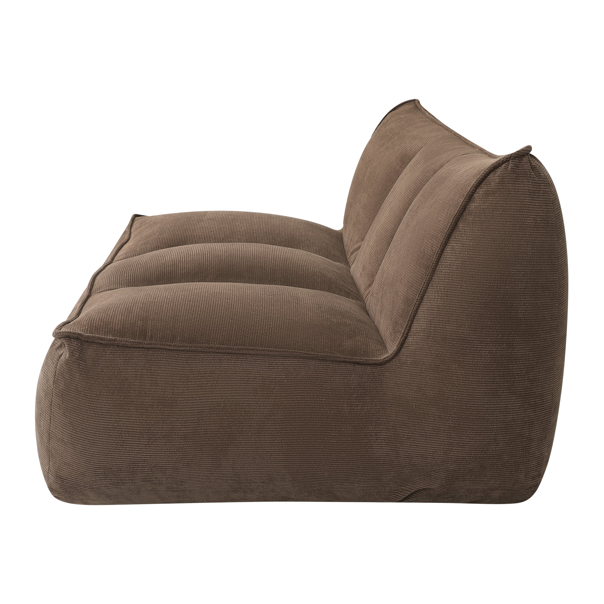 Leumius Cozy Fluffy Cloud Lazy Sofa, 3-Seater Corduroy Bean Bag Lounge Chair, Lightweight Single-Seat Couch for Living Room, Bedroom, Dorm Room, Office & Small Spaces,Brown