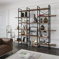 Antique Walnut Color Large 6-Tiers Bookshelves