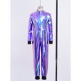 thumbnail image 3 of Raenseen Kids Boys Metallic Racing Jumpsuit Racing Suit Race Car Driver Moto Gear Jersey Set Blue 14, 3 of 7
