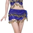 thumbnail image 4 of Bufanda de Danza del Vientre Lentejuelas Borlas Monedas Azul Real Sunnimix, 4 of 6