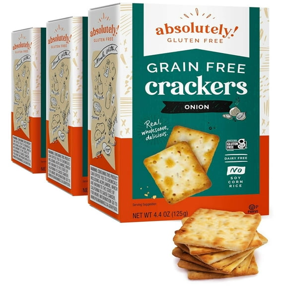 Absolutely Gluten Free Toasted Onion Crackers Pack of 3