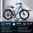 thumbnail image 6 of ESKUTE Electric Bike for Adults, 750W Motor, 20MPH, 48V 20.8Ah Battery, Up to 80-Mile Range, 26"x4.0" Fat Tires, Full Suspension, 8-Speed Blue, 6 of 6