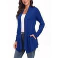 thumbnail image 4 of JWD Womens Casual Lightweight with Pocketes Long Sleeve Open Front Cardigan Royal Blue-L, 4 of 6