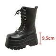 thumbnail image 4 of QQAMB Booties for Women Platform Mid Calf Goth Rave Lace Up Boots Sexy Pointed Toe Motorcycle Boot with Side Zipper, 4 of 8