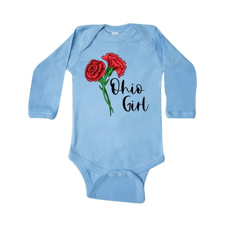

Inktastic Ohio Girl with Red Carnations Gift Baby Girl Long Sleeve Bodysuit