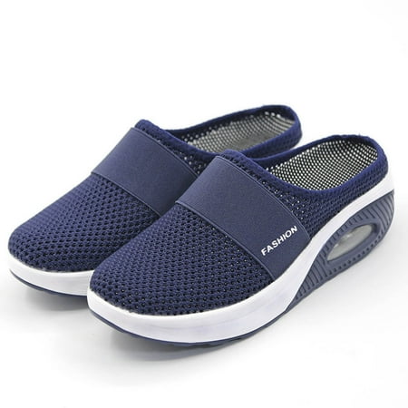 

LnjYIGJ Slippers for Women Women s Platform Lightweight Hollow Half Slippers Mesh Round Head Sandals Slippers