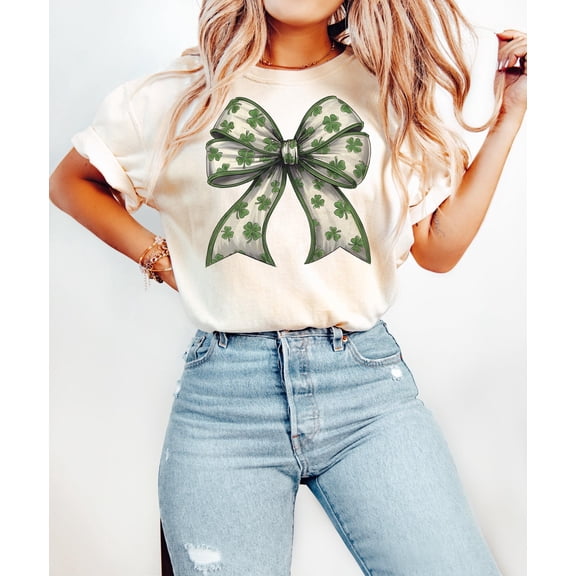 St Patrick'S Day Bow Shirt, Coquette Bow St Patty'S Day Shirt,Coquette St Patrick'S Day Bow Sweatshirt, St Patrick'S Day Shirt,, Full Size S-5XL