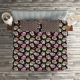 thumbnail image 2 of Ambesonne Colorful Quilted Coverlet 3 Pcs, Sugar Skulls Flowers, King Size, Multicolor, 2 of 2