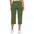thumbnail image 4 of Trushirts Women's Cargo Capri Pants - Army Green, Size L, Polyester, Drawstring Waist, Multiple Pockets, Ankle-Length, Casual Warm Weather Pants for Shopping/Outdoor/Lounge, 4 of 5
