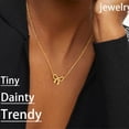 thumbnail image 6 of Turandoss Bow Necklace for Women Girls Dainty 14K Gold Plated Cubic Zirconia Bow Pendant Choker Necklaces Chain Trendy Summer Non Tarnish Jewelry Gift for Women, 6 of 8