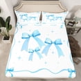 thumbnail image 2 of Feelyou Fashion Blue Ribbon Bed Sheets for Teens, Chic Stars Print King Sheets, Kawaii Cartoon Bow Sheet Set, Super Cozy Room Decor, 4pcs, 2 of 7