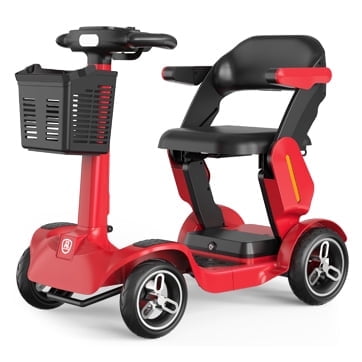 Red SPD-2 Electric Mobility Scooter, Foldable & Lightweight All-Terrain Mobility Aid, Easy To Carry And Store For Seniors & Adults